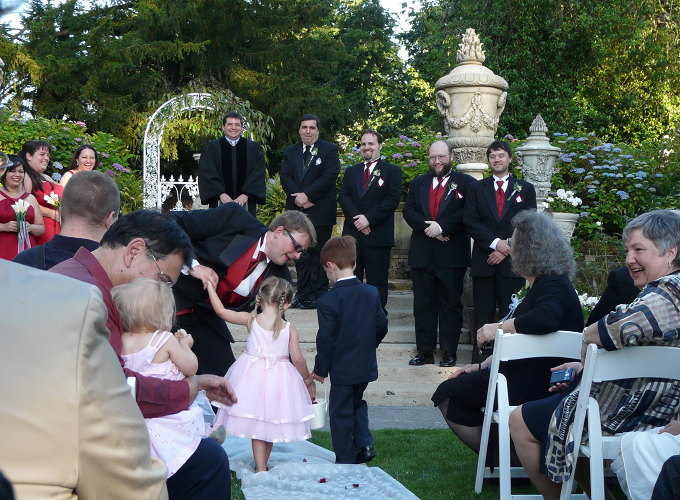 Aaron helping with flowers